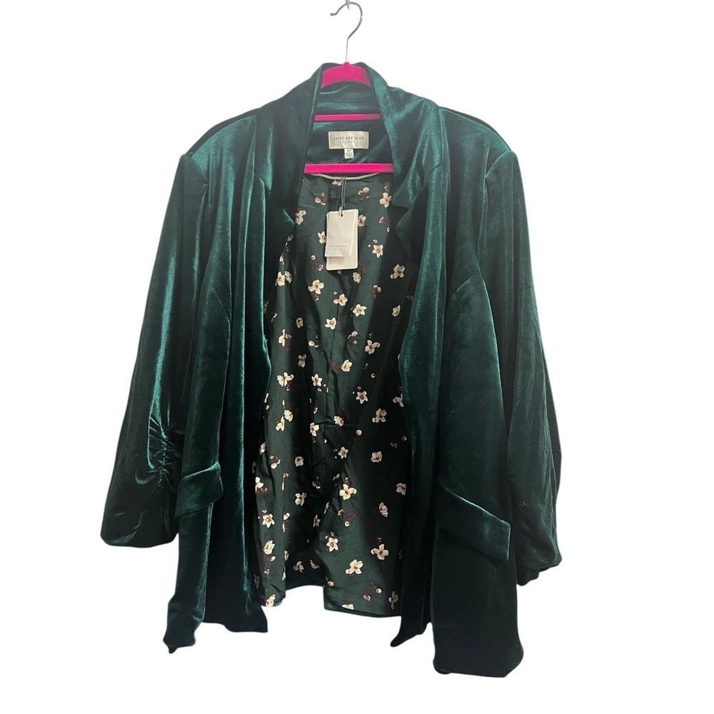 Skies Are Blue Green Velvet Blazer - Picture 6 of 10